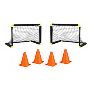 2x voetbal goals/doelen set met 4 oranje pionnen 10244893