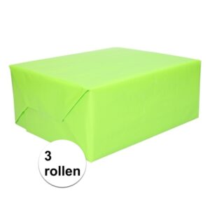 3 rollen Inpakpapier lime groen 200 cm 10114948