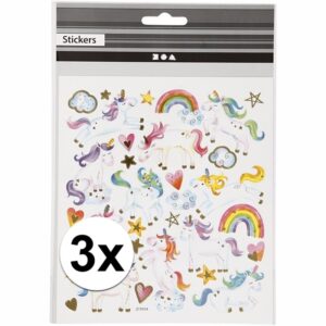 3 vellen eenhoorn thema kinder stickers 10101493