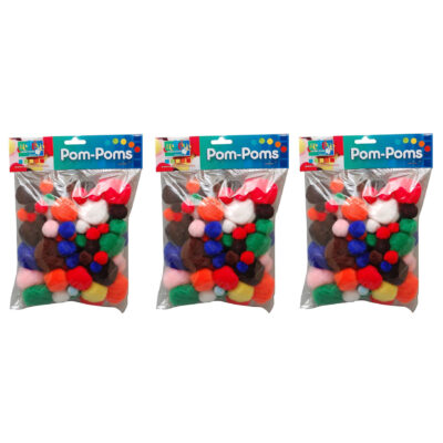 300x Hobby pompoms verschillende maten en kleuren 10213211