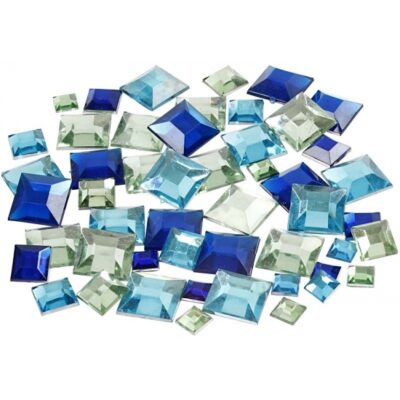 360x Decoratie vierkante plak diamantjes blauw mix 10073138