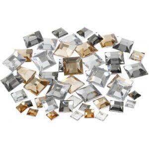 360x Decoratie vierkante plak diamantjes zilver mix 10073290