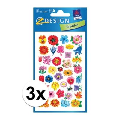 3x 2 vellen met bloemen stickers 10110038