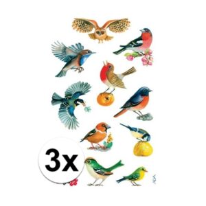 3x 3 vellen met vogel stickers 10110041