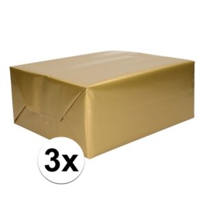 3x Cadeaupapier goud 70 x 200 cm 10145883