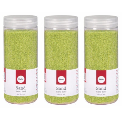 3x Fijn decoratie zand groen 475 ml 10183268