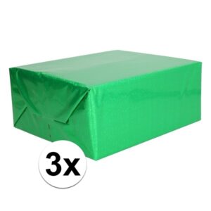 3x Glitter hobbyfolie groen 150 cm 10103727