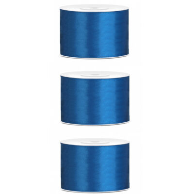 3x Hobby/decoratie blauw satijnen sierlinten 5 cm/50 mm x 25 meter 10207385