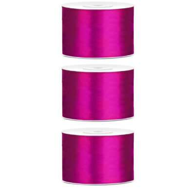 3x Hobby/decoratie donker fuchsia roze satijnen sierlinten 5 cm/50 mm x 25 meter 10207753