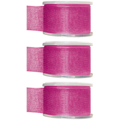 3x Hobby/decoratie fuchsia roze organza sierlinten 4 cm/40 mm x 20 meter 10255072