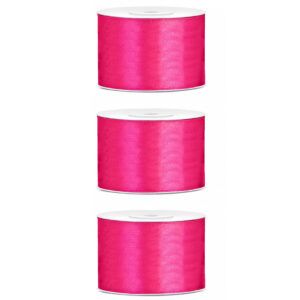 3x Hobby/decoratie fuchsia roze satijnen sierlinten 5 cm/50 mm x 25 meter 10207575