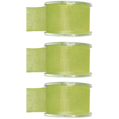 3x Hobby/decoratie groene organza sierlinten 4 cm/40 mm x 20 meter 10255082