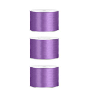 3x Hobby/decoratie lavendel satijnen sierlinten 5 cm/50 mm x 25 meter 10207396