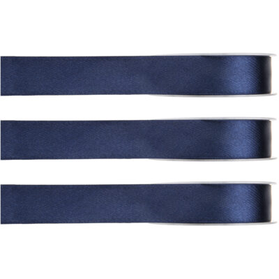 3x Hobby/decoratie navyblauwe satijnen sierlinten 1 cm/10 mm x 25 meter 10253112