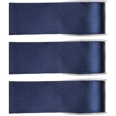 3x Hobby/decoratie navyblauwe satijnen sierlinten 2