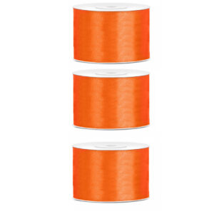 3x Hobby/decoratie oranje satijnen sierlinten 5 cm/50 mm x 25 meter 10207571