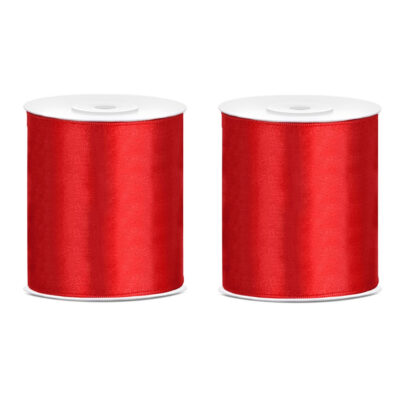 3x Hobby/decoratie rood satijnen sierlinten 10 cm/100 mm x 25 meter 10252484