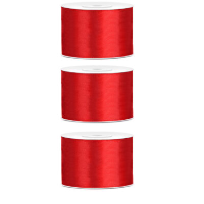 3x Hobby/decoratie rood satijnen sierlinten 5 cm/50 mm x 25 meter 10207584