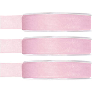 3x Hobby/decoratie roze organza sierlinten 1