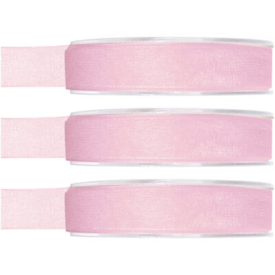 3x Hobby/decoratie roze organza sierlinten 1