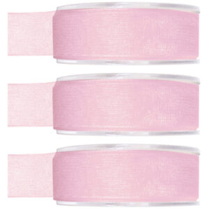 3x Hobby/decoratie roze organza sierlinten 2