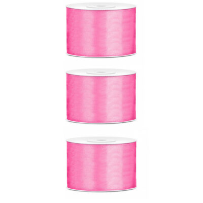 3x Hobby/decoratie roze satijnen sierlinten 5 cm/50 mm x 25 meter 10207766