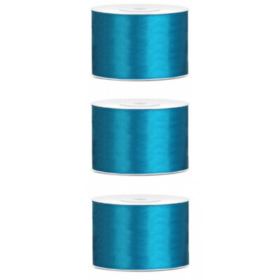 3x Hobby/decoratie turquoise satijnen sierlinten 5 cm/50 mm x 25 meter 10207804