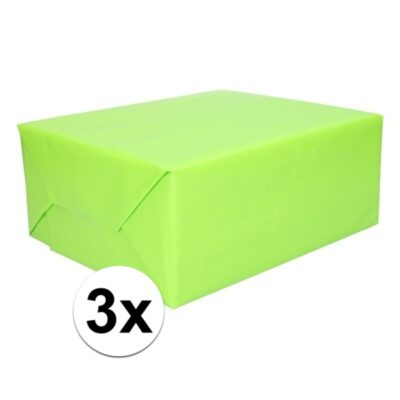 3x Inpakpapier lime groen 200 cm 10103367