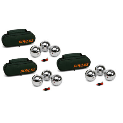 3x Jeu de boules sets met 3 ballen in tas de luxe 10224054