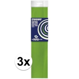 3x Knutsel crepe vouw papier limegroen 250 x 50 cm 10138424