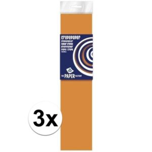 3x Knutsel crepe vouw papier neon oranje 250 x 50 cm 10138761