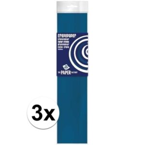 3x Knutsel crepe vouw papier petrol blauw 250 x 50 cm 10137628