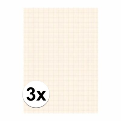 3x Papier blok 1 millimeter geruit 10110091