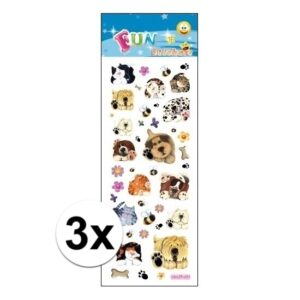 3x Poezie album stickers honden en katten 10110445