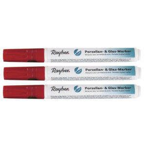 3x Rode glasstiften/porseleinstiften markers 1-2 mm punt hobbymateriaal 10210369