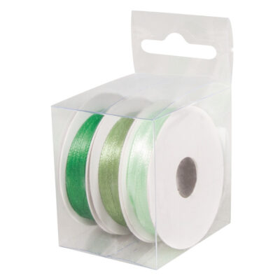 3x Rollen hobby/decoratie kleurenmix groen satijnen sierlint 3 mm x 6 meter 10254345