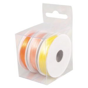 3x Rollen hobby/decoratie kleurenmix oranje satijnen sierlint 3 mm x 6 meter 10254348