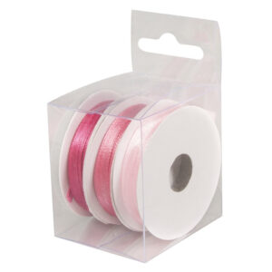 3x Rollen hobby/decoratie kleurenmix roze satijnen sierlint 3 mm x 6 meter 10254346