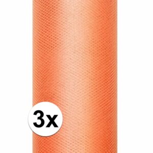 3x Rollen tule stof oranje 15 cm breed 10112525