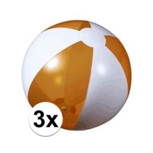 3x Strandballen oranje met wit 10103651