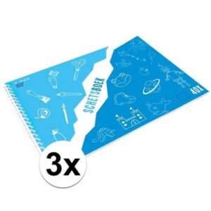 3x Tekenboek A3 papier met tekenpapier 10169035