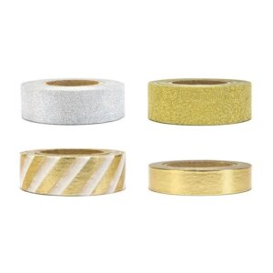 4 decoratie tape rollen goud en zilver motief 10102246