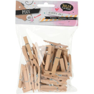 40x Hobby mini wasknijpers - naturel - dennenhout - 4