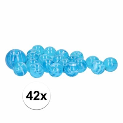 42x Knikkers Sky blue marbles in twee netjes 10160794