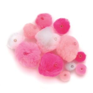 45 knutsel pompons met kunststof ogen roze/lichtroze/wit 10107055