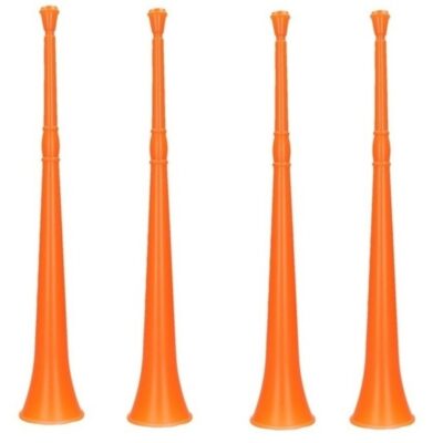 4x Blaas instrument oranje toeter 48 cm 10164705