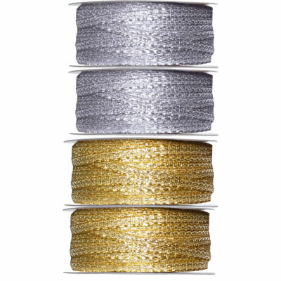 4x Hobby/decoratie metallic zilver en goud sierlinten 3 mm x 25 meter 10251450