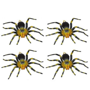 4x Kunststof zwart/gele tarantula spinnen 16 cm speelgoed 10189171