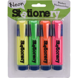 4x Markeerstiften/highlighters oranje/geel/groen/roze 18 cm 10316272