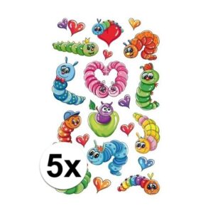 5 Stuks gekleurde rupsen stickers 3D 10109909